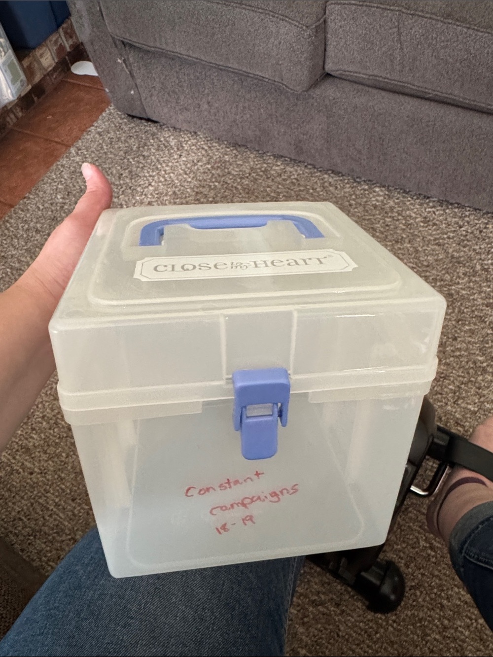 Close to My Heart Translucent Storage Box with Light Blue Handle